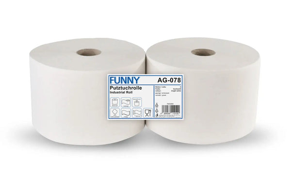 Funny Industrierolle 22 cm, 2-lagig, weiß, 1.500 Blatt, 2 Rollen