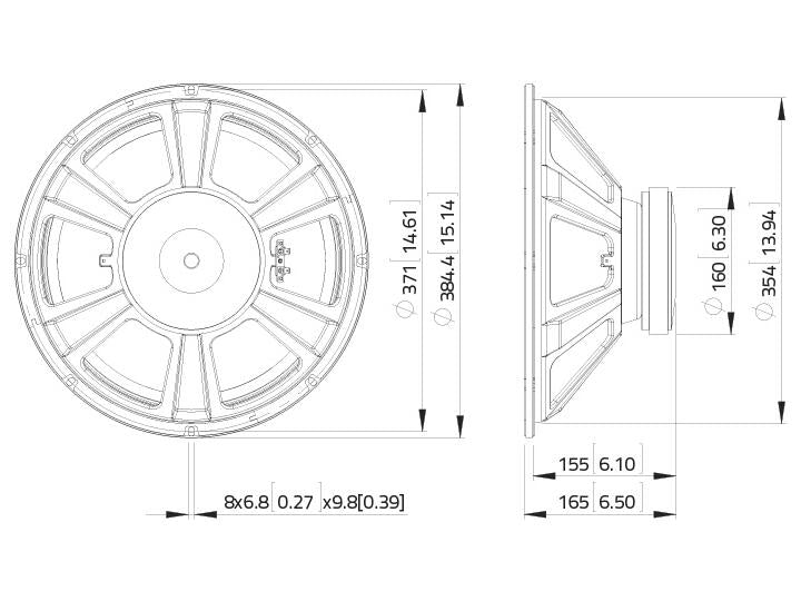 Lavoce WSF152.50 15" Woofer, Ferrit, Stahlkorb – Ansicht 3