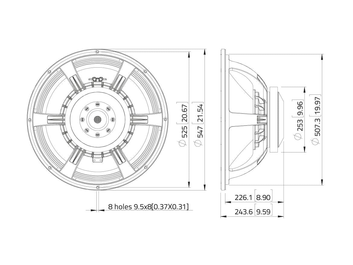 Lavoce SAF214.50 21" Subwoofer, Ferrit, Alukorb – Ansicht 3