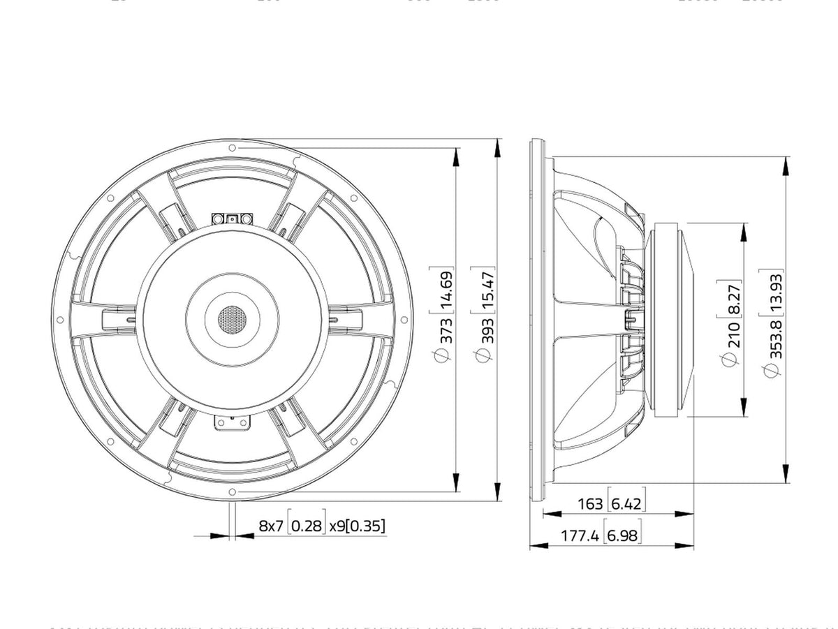 Lavoce WAF153.03 15" Woofer, Ferrit, Alukorb – Ansicht 3