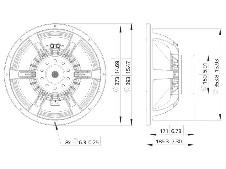 Lavoce WAN154.01 15" Woofer, Neodym, Alukorb – Ansicht 3