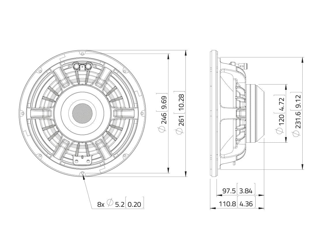 Lavoce WAN103.01 10" Woofer, Neodym, Alukorb – Ansicht 3