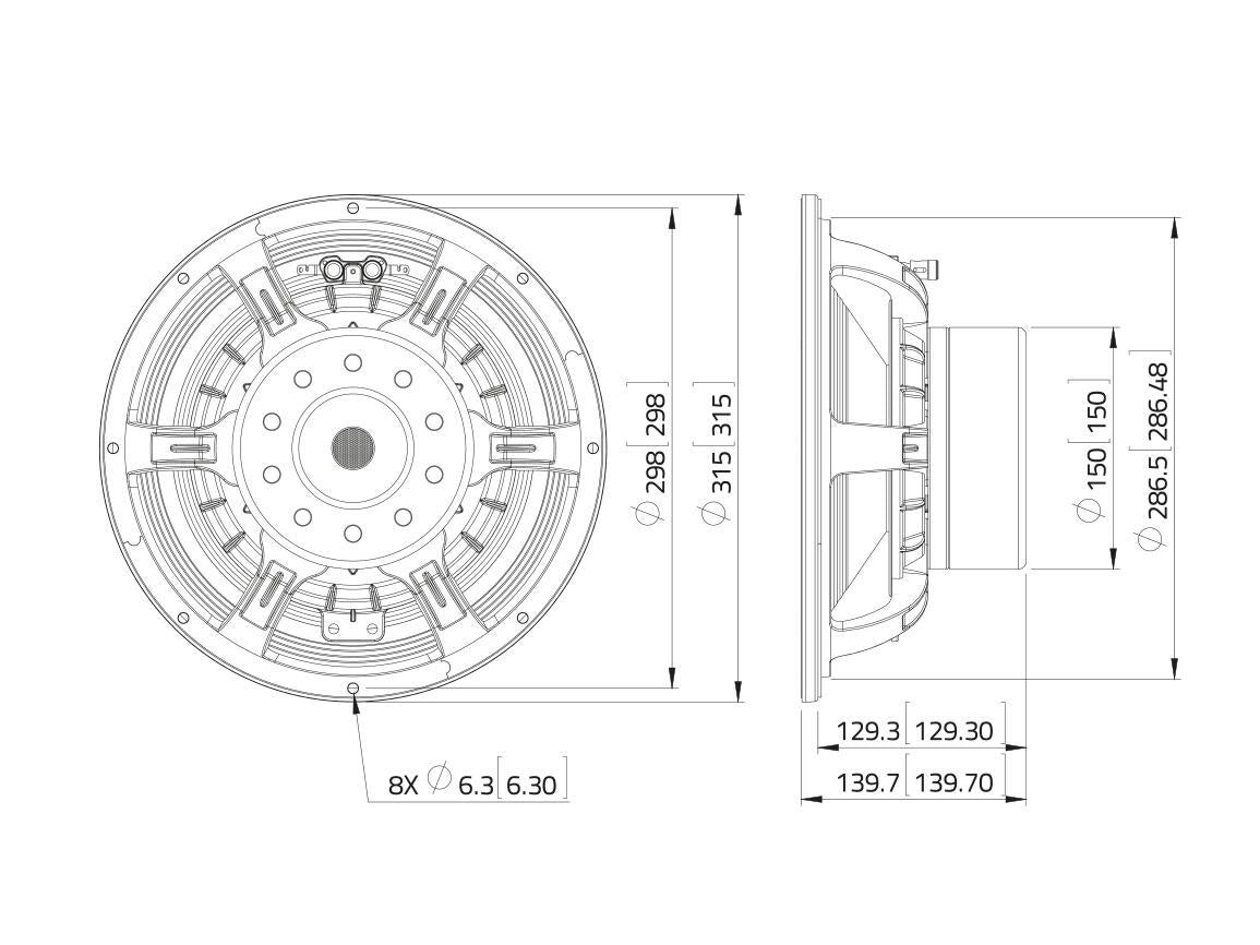 Lavoce WAN124.01 12" Woofer, Neodym, Alukorb – Ansicht 3