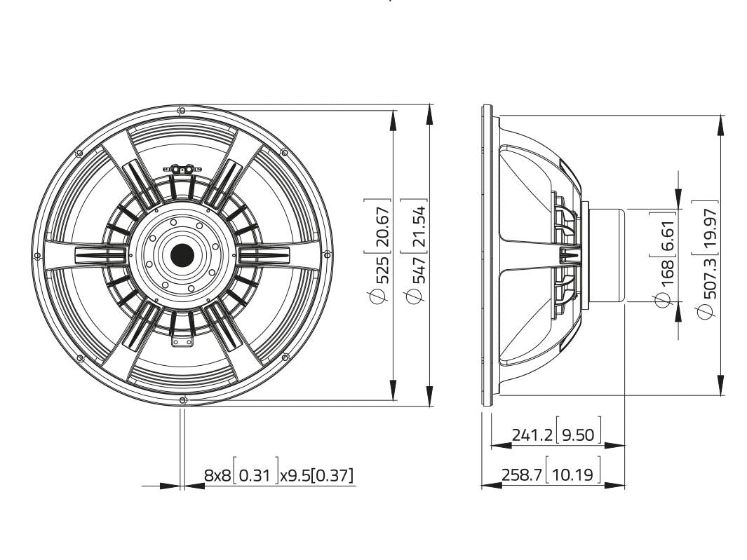 Lavoce SAN214.50-4 21" Subwoofer, Neodym, Alukorb – Ansicht 3