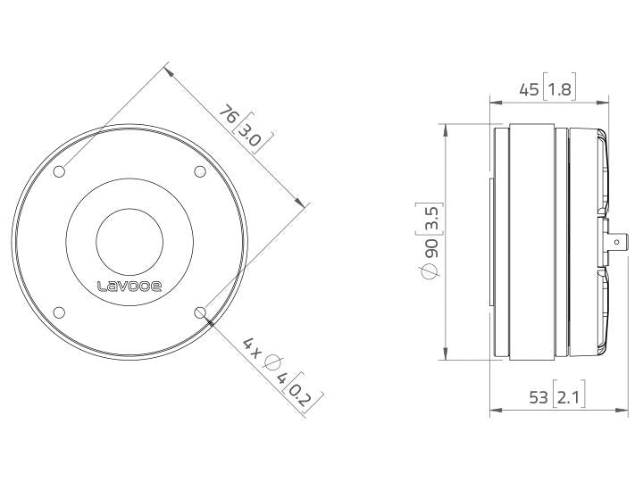 Lavoce DF10.14 1" Kompressionstreiber, Ferrit – Ansicht 3