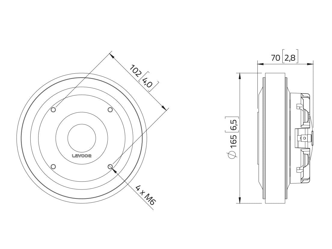 Lavoce DF14.30T 1,4" Kompressionstreiber, Ferrit – Ansicht 3