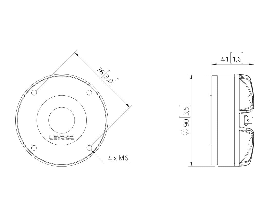 Lavoce DF10.144LK 1" Kompressionstreiber, Ferrit – Ansicht 3