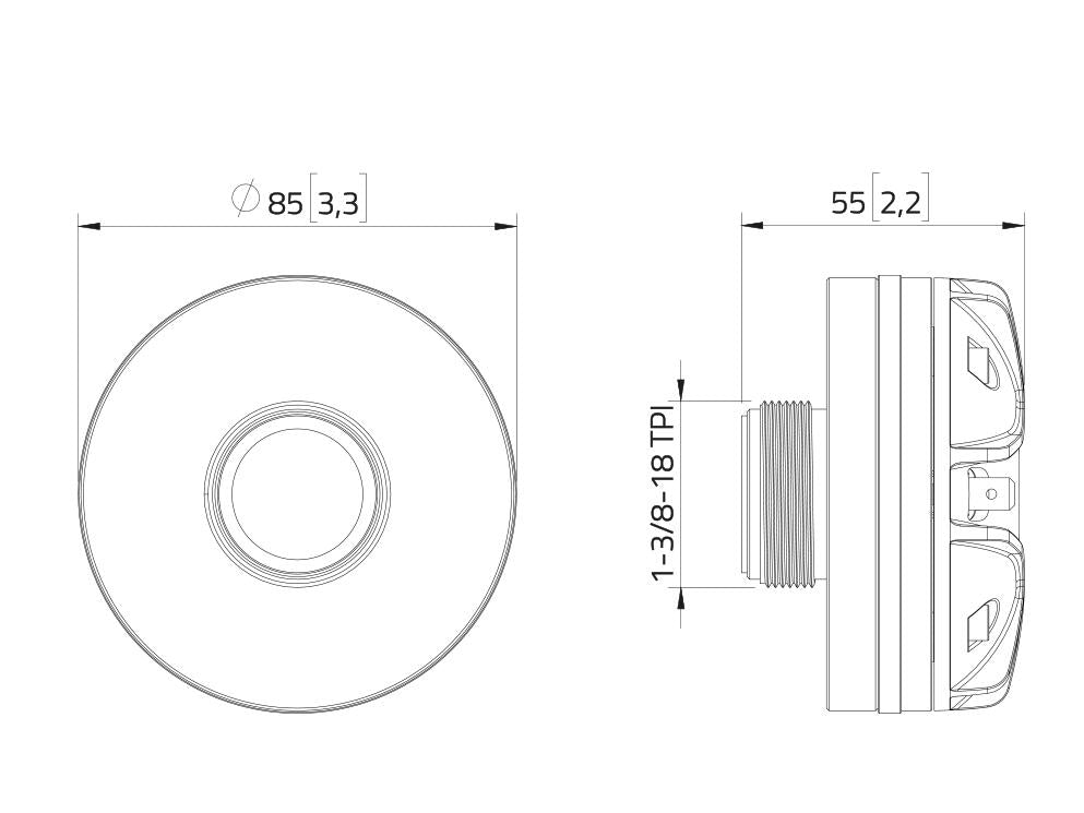 Lavoce DN10.172KS 1" Kompressionstreiber, Neodym – Ansicht 3