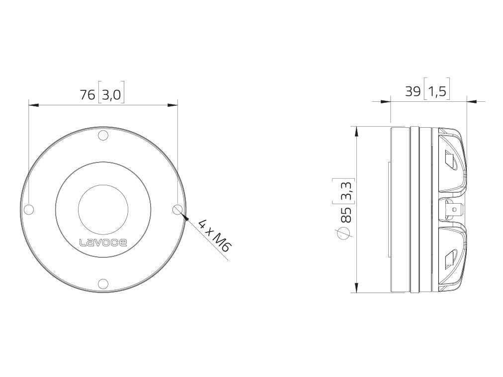 Lavoce DN10.172K 1" Kompressionstreiber, Neodym – Ansicht 3