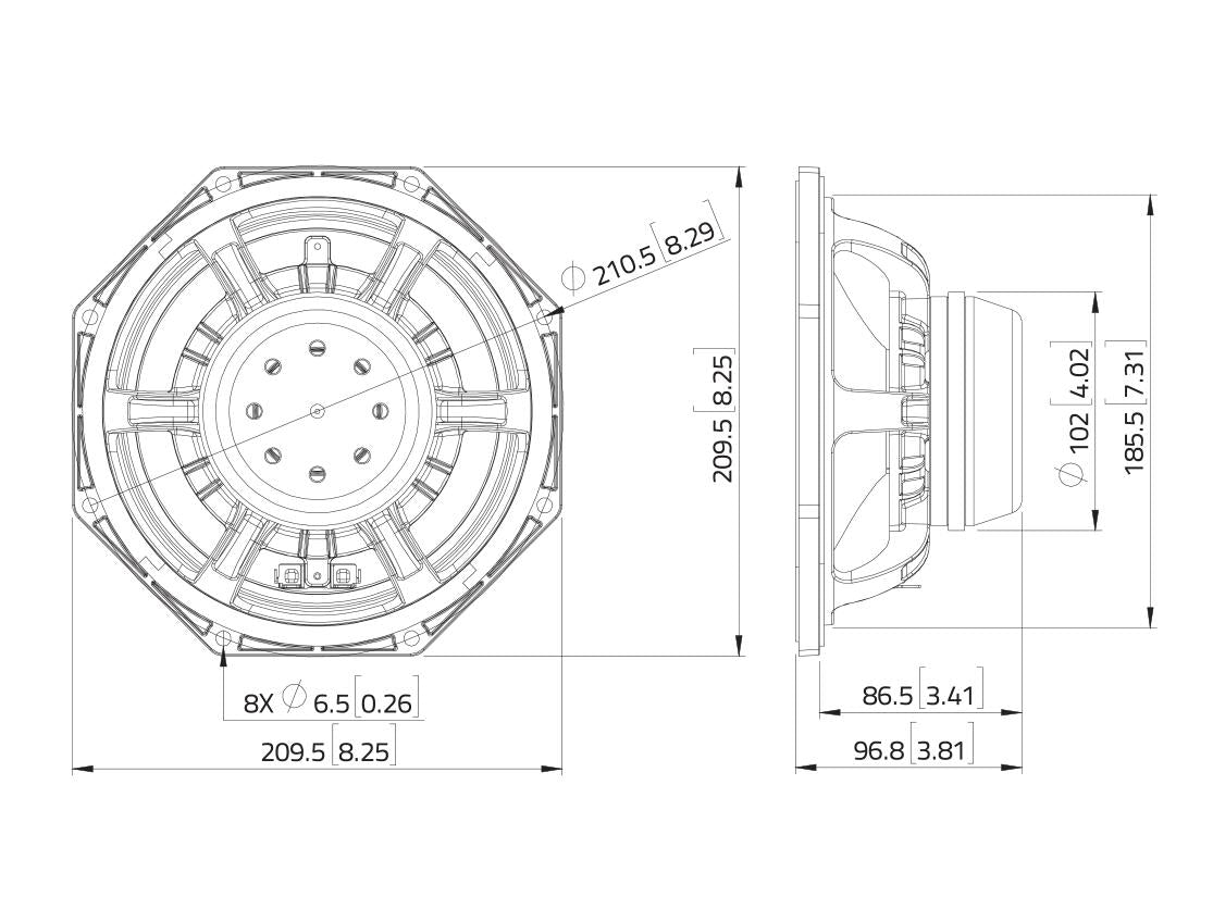 Lavoce WAN082.01 8" Woofer, Neodym, Alukorb – Ansicht 3