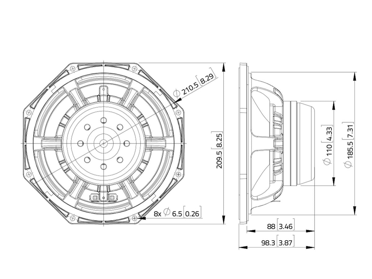 Lavoce WAN082.02 8" Woofer, Neodym, Alukorb – Ansicht 3