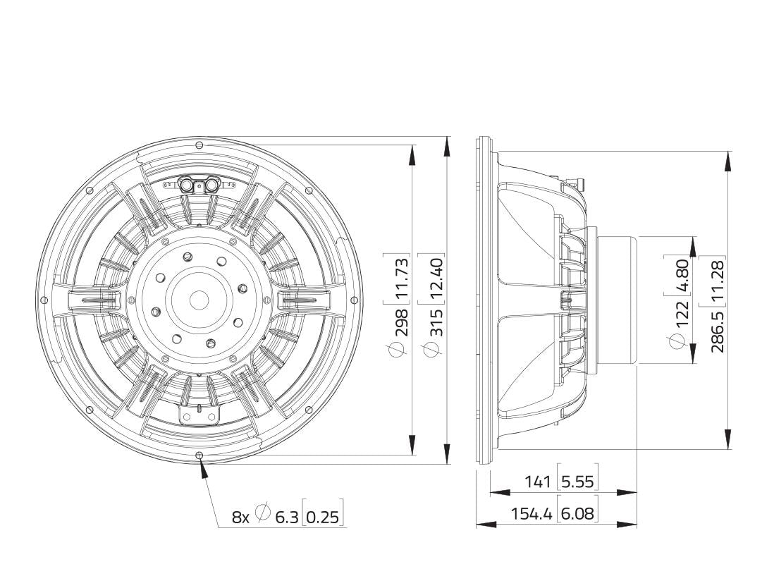 Lavoce WAN123.00-16 12" Subwoofer, Neodym, Alukorb – Ansicht 3