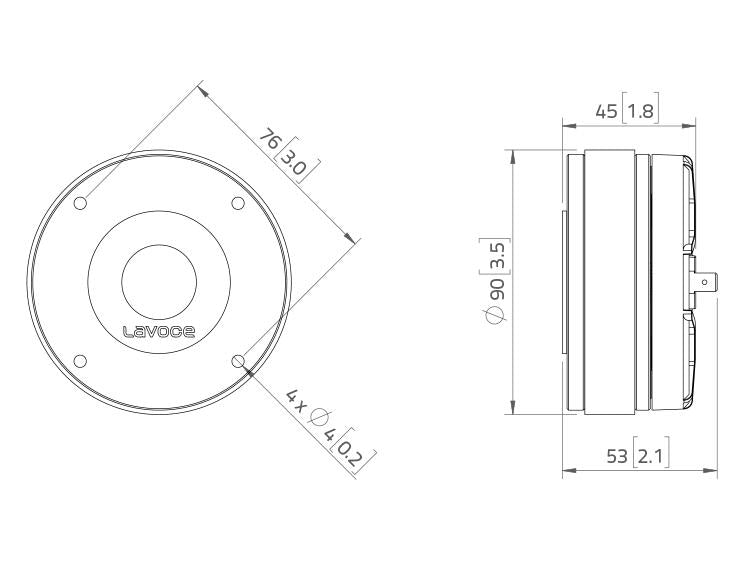 Lavoce DF10.14-16 1" Kompressionstreiber, Ferrit – Ansicht 3