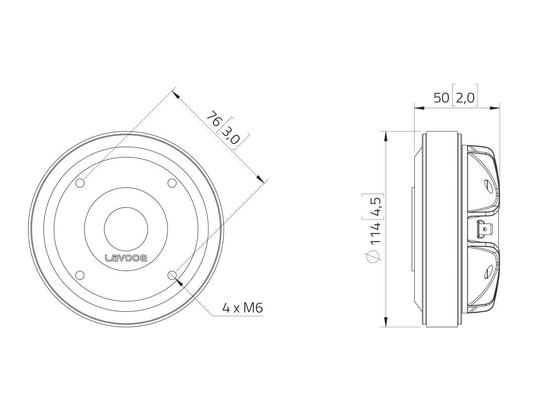 Lavoce DF10.172M 1" Kompressionstreiber, Ferrit – Ansicht 3