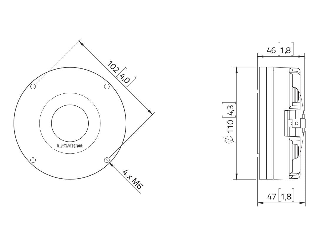 Lavoce DN14.25T-16 1,4" Kompressionstreiber, Neodym – Ansicht 3