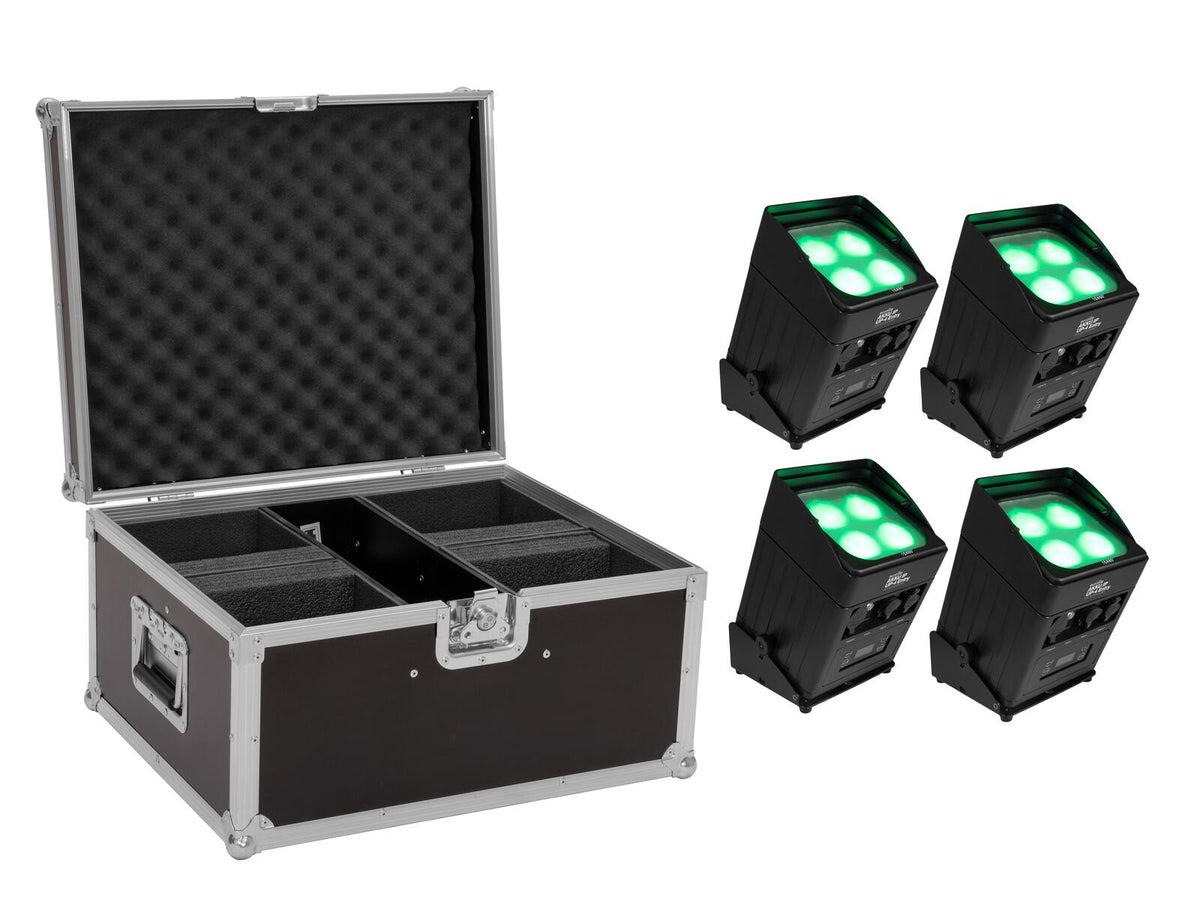 Eurolite Set 4x AKKU IP UP-4 Entry QCL Spot QuickDMX + Case