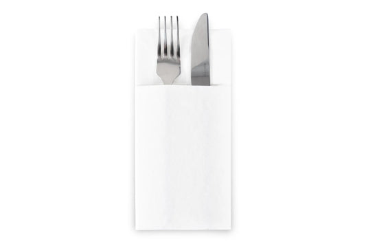SemyTop Airlaid-Bestecktaschen 39x40 cm, weiß, 1/8-Falz, 20 x 50 Stück