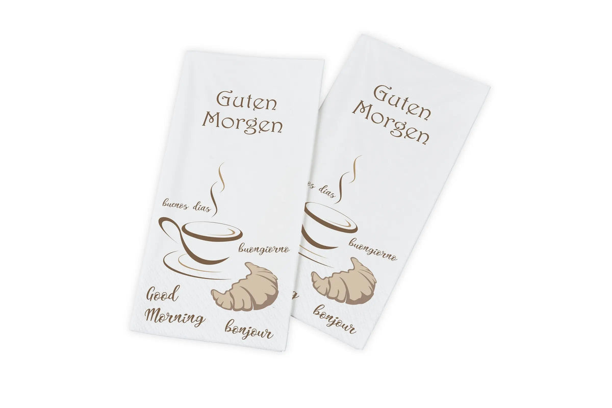 Funny Servietten 33 x 33 cm, 2-lagig, "Guten Morgen", 1/8-Buchfalz, 8 x 250 Stück