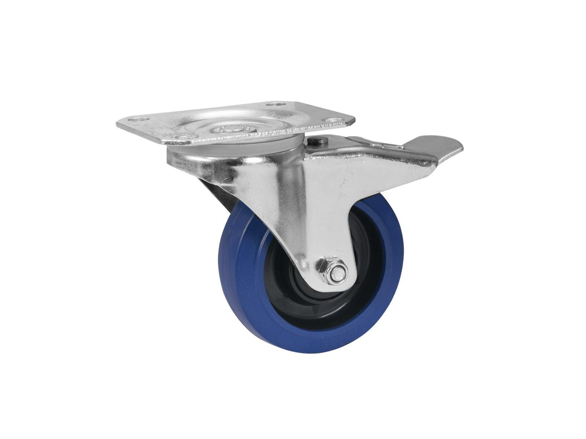 Roadinger Lenkrolle RD-100B 100mm blau mit Bremse – Ansicht 2
