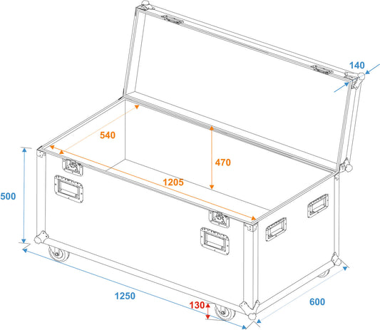 Roadinger ODV-1 Universal-Tour-Case 120cm mit Rollen – Ansicht 2