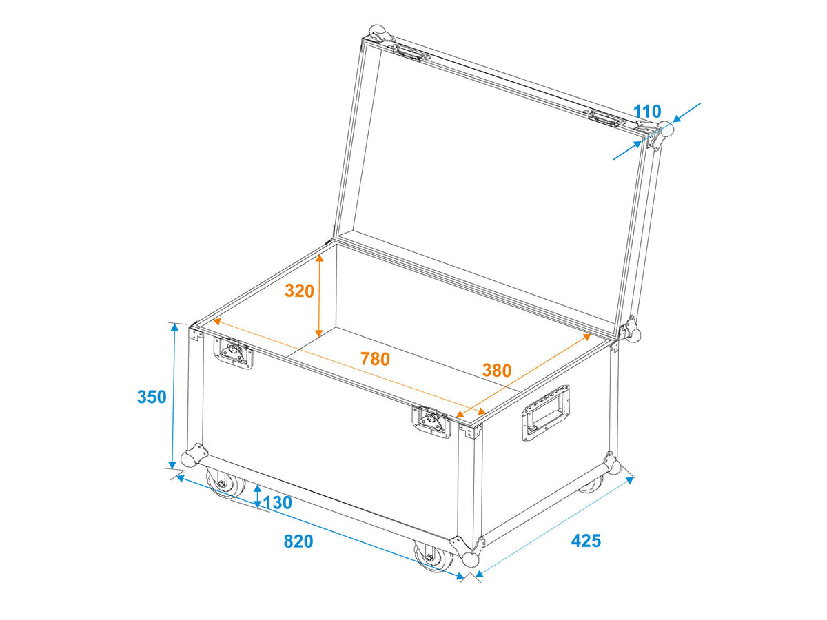 Roadinger Universal-Transport-Case 80x40cm mit Rollen – Ansicht 5