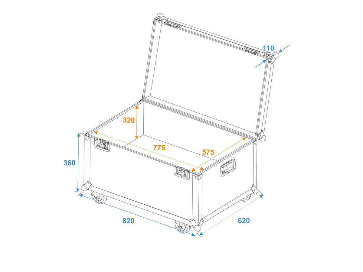 Roadinger Universal-Transport-Case 80x60cm mit Rollen – Ansicht 6
