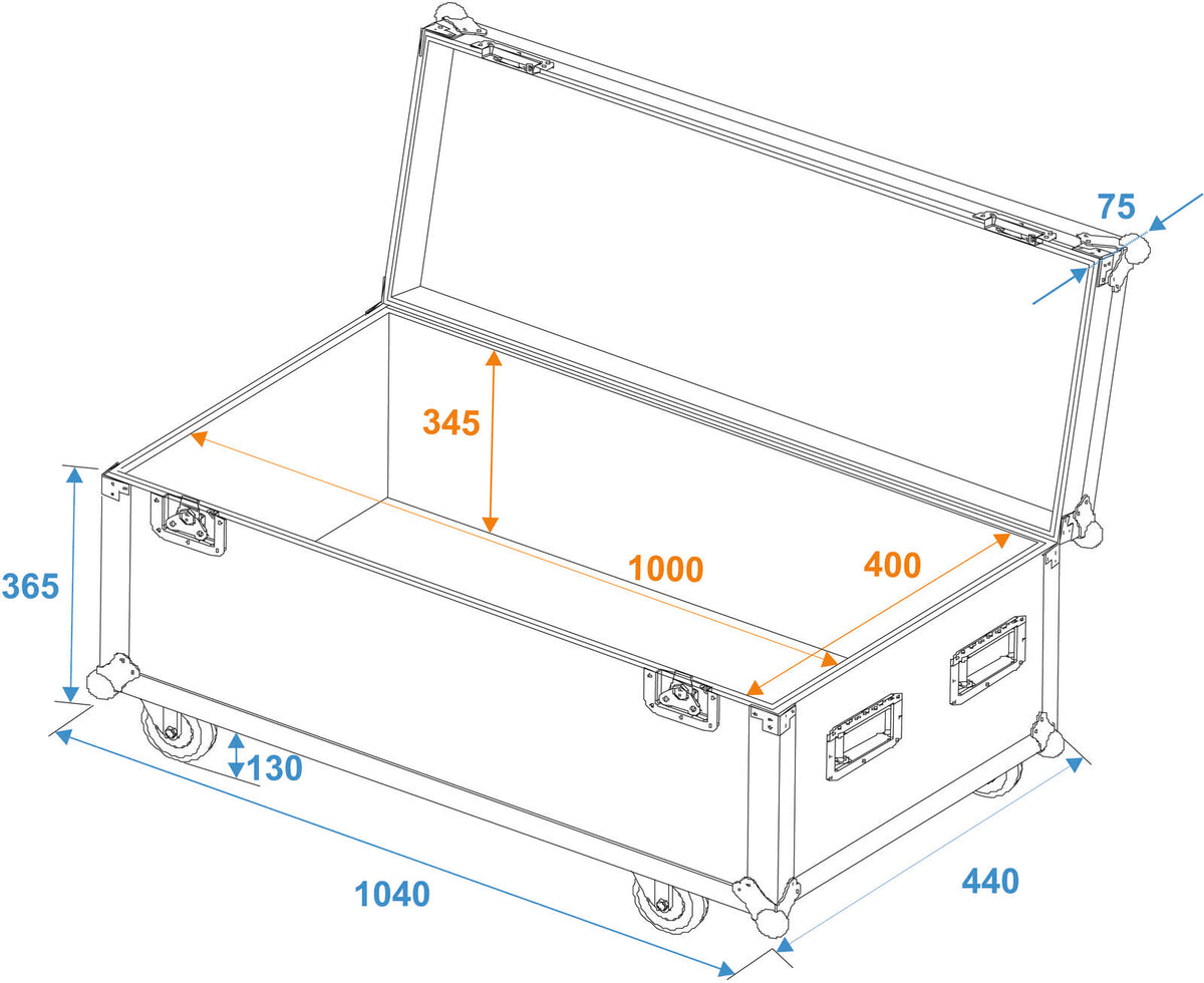 Roadinger Universal-Case Profi 100x40x40cm mit Rollen – Ansicht 6