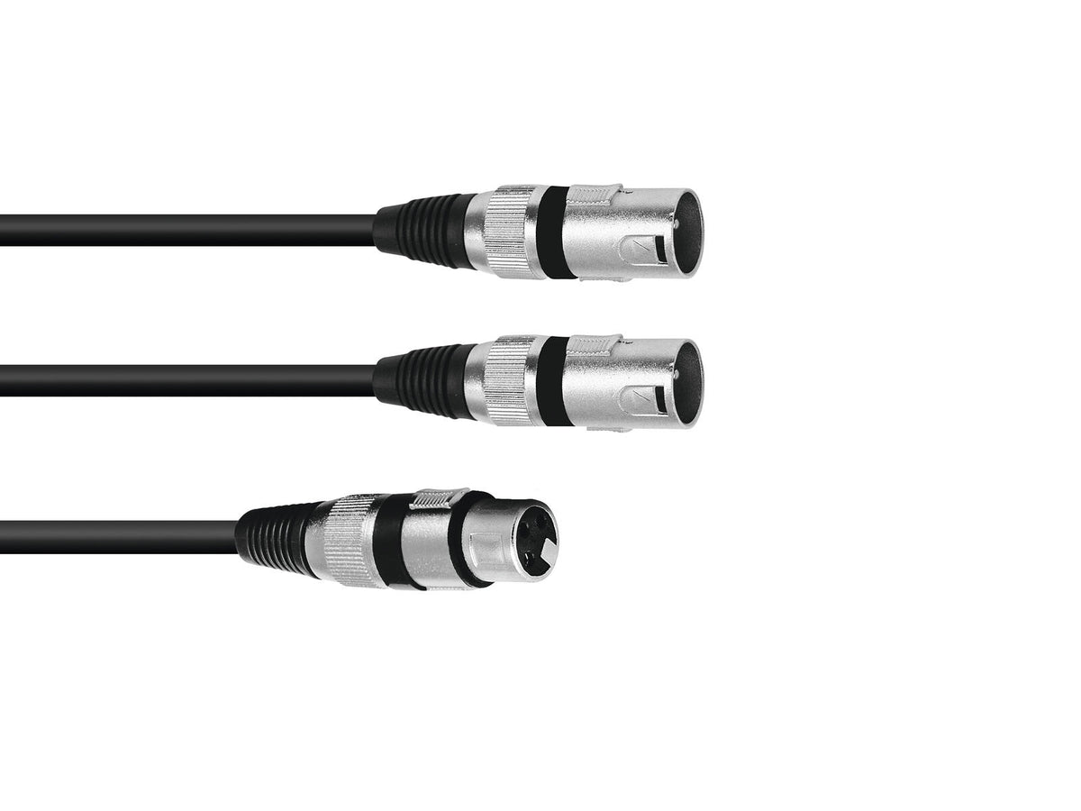 Omnitronic Adapterkabel XLR(F)/2xXLR(M) 3m sw