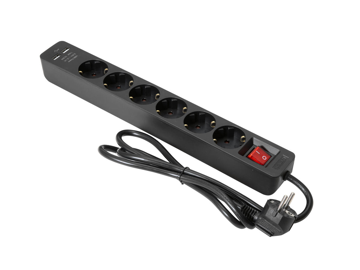 Eurolite Steckdosenleiste ON-1 6-fach + 2 USB sw – Ansicht 2
