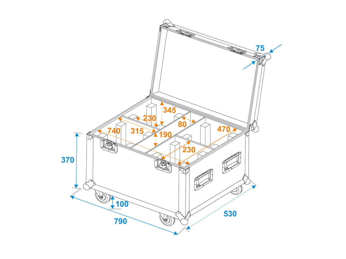 Roadinger Flightcase 4x TMH-X4 – Ansicht 5
