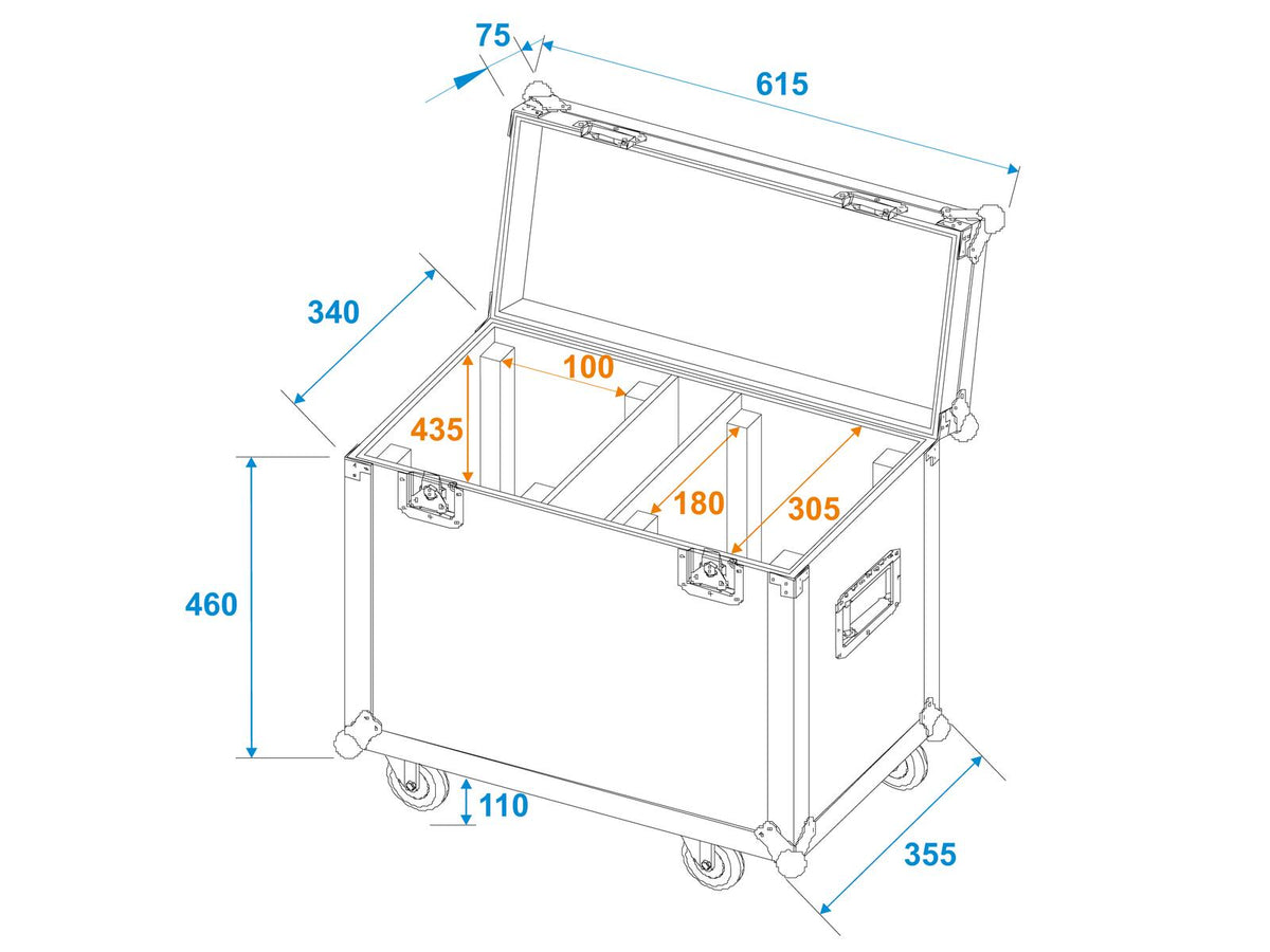 Roadinger Flightcase 2x TMH-W400 mit Rollen – Ansicht 5