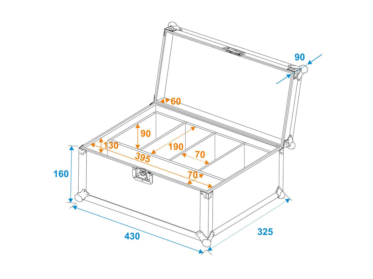 Roadinger Flightcase EC-4AC 4x AKKU Flat Light Serie – Ansicht 6