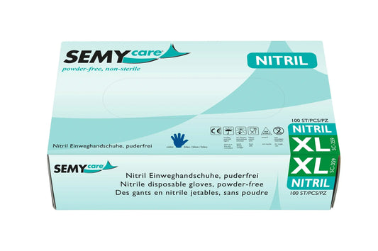 SemyCare Nitril-Einweghandschuhe blau, puderfrei, 10 x 100 Stück