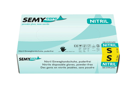 SemyCare Nitril-Einweghandschuhe schwarz, puderfrei, 10 x 100 Stück