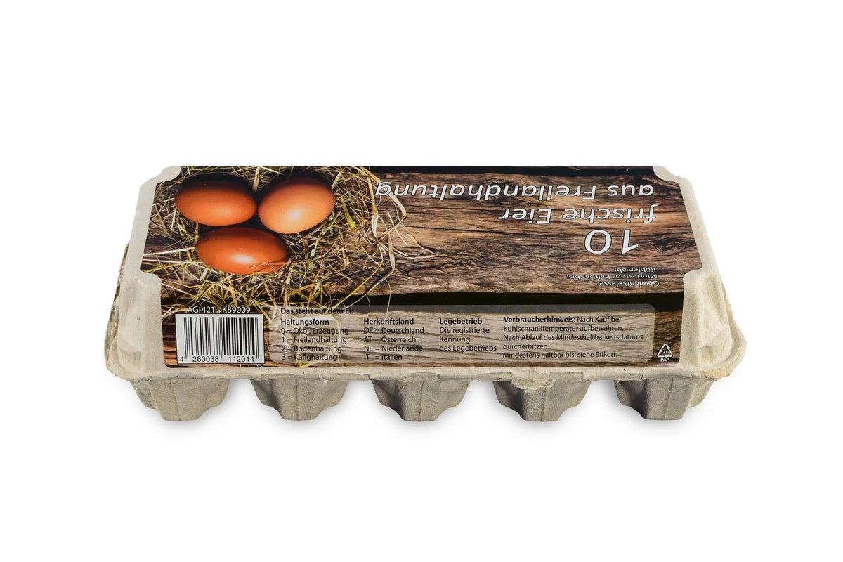 Funny 10er Eierverpackung, Freilandhaltung, weiß, 154 Stück je Umsack
