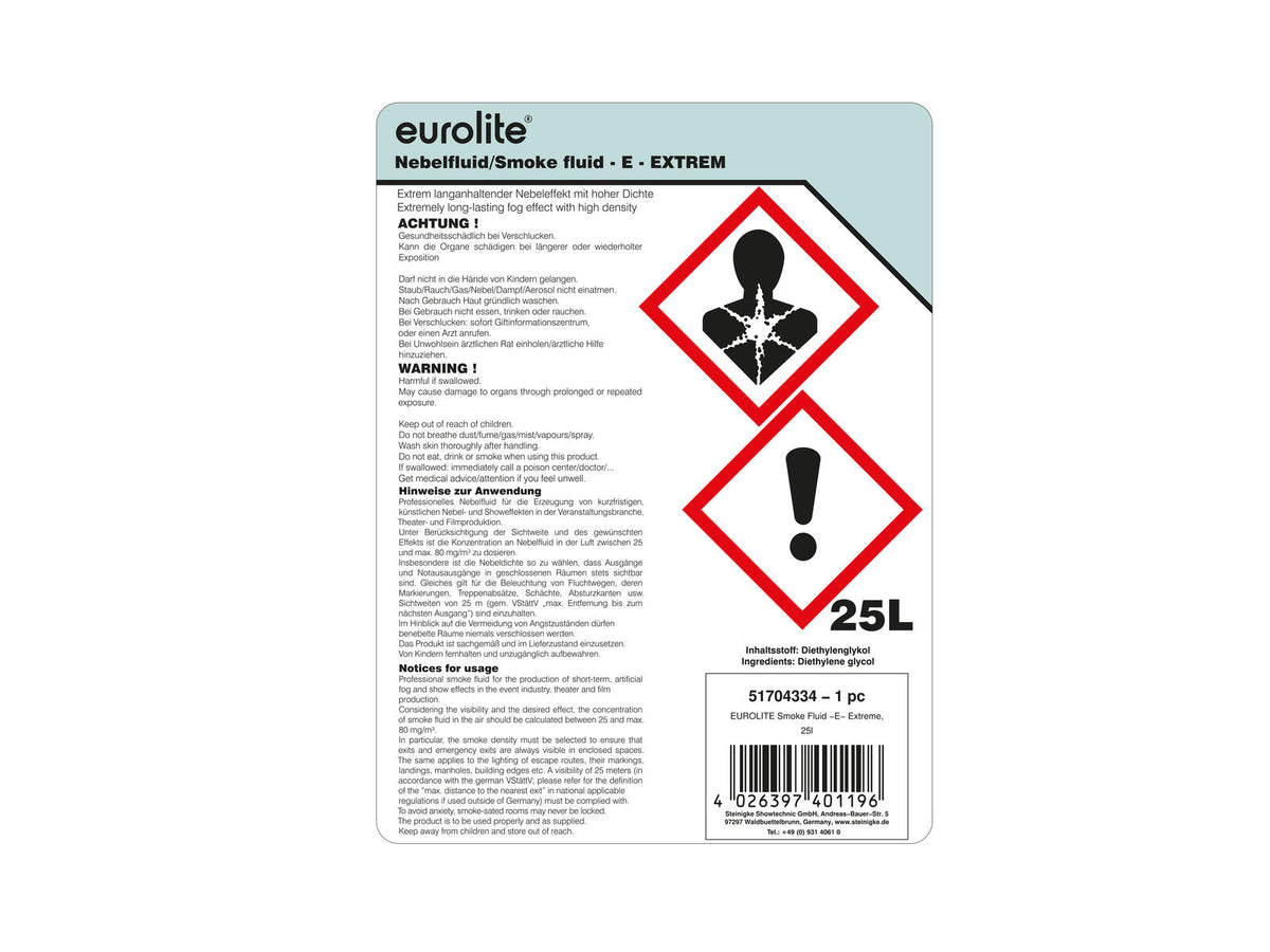 Eurolite SMOKE FLUID -E- Extrem, 25l, Nebelfluid – Ansicht 3