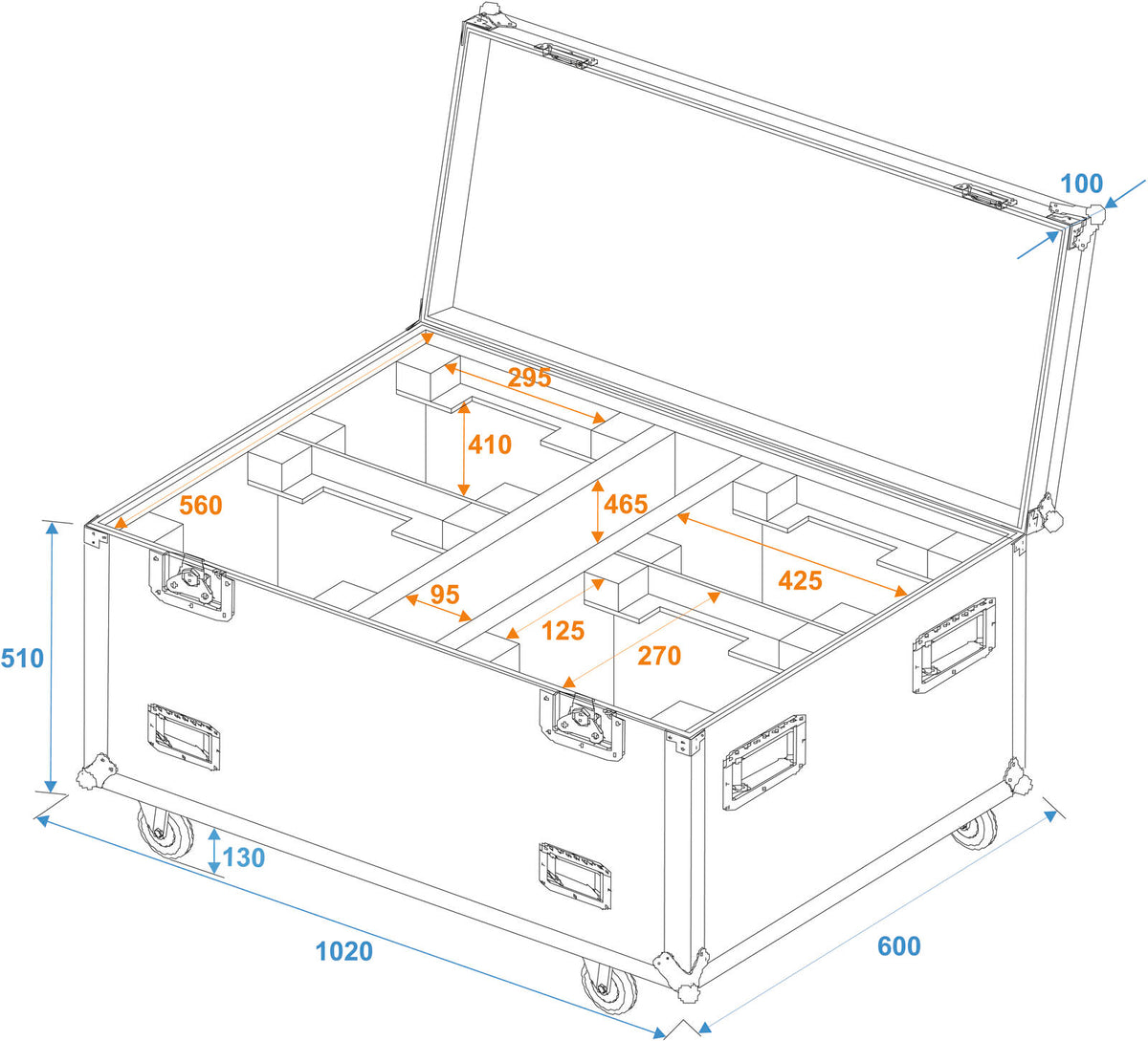 Roadinger Flightcase 4x DMH-90/150/DMB-160/PLB-230 – Ansicht 7