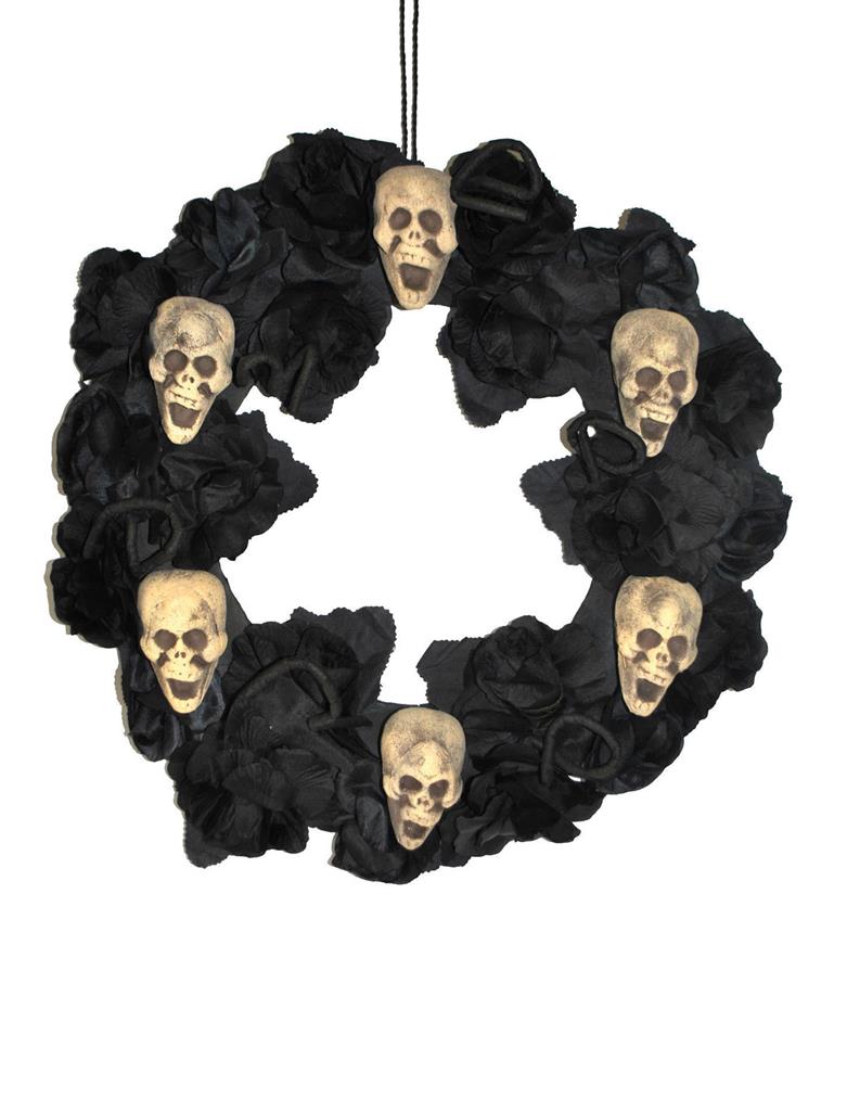 Türkranz schwarze Rosen & Totenköpfe