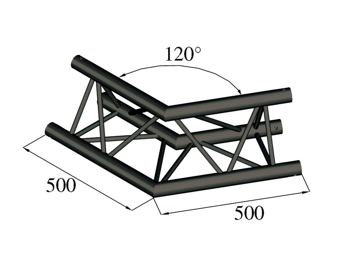 Alutruss TRILOCK S-PAC 22 2-Weg-Ecke 120°schwarz