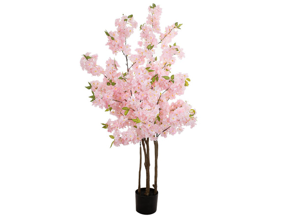 Europalms Kirschbaum mit 3 Stämmen, Kunstpflanze, rosé, 160cm