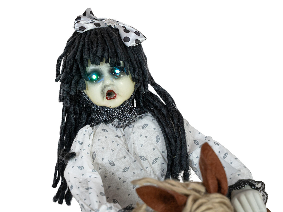 Europalms Halloween Figur Mädchen auf Schaukelpferd, animiert, 72cm – Ansicht 7