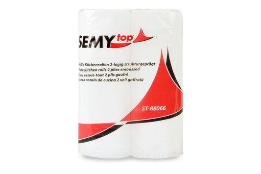 SemyTop Küchenrolle 2-lagig, 50 Blatt, Zellstoff weiß, 24 x 2 Rollen