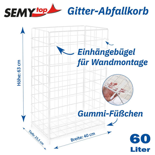 SemyTop Abfallkorb zusammenlegbar weiß, beschichtet,405x251x628 mm