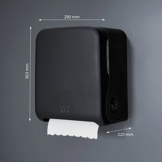 SemyTop Handtuchrollenspender, Autocut, schwarz matt, mit Adapteraufnahme