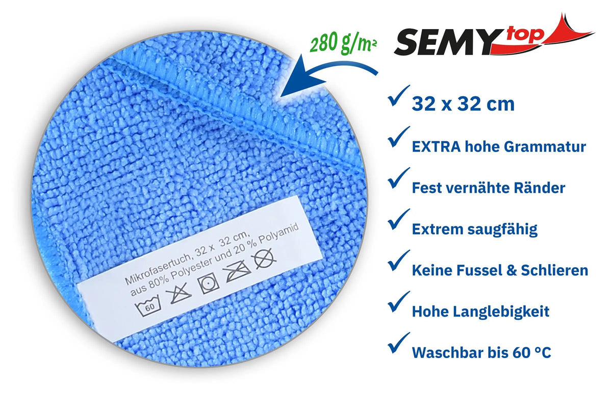SemyTop Mikrofasertücher 4-farbig zu je 3 Stück vorsortiert, EXTRA, 32x32cm, 25 x 12 Stück