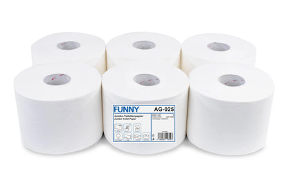 Funny Jumbo-Toilettenpapier, 2-lagig, Ø 19,5 cm, Zellstoff, 6 Rollen, - Centerfeed -