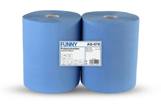 Funny Industrierolle 36 cm, 2-lagig, blau, Zellstoff, 1.000 Blatt, 2 Rollen