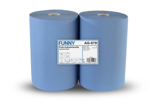 Funny Industrierolle 37,5 cm, 3-lagig, recycling blau, 500 Blatt, 2 Rollen