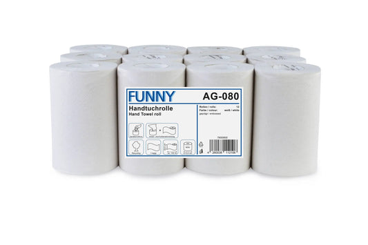Funny Handtuchrolle MINI, 1-lagig, Ø 13 cm, recycling weiß, 12 Rollen