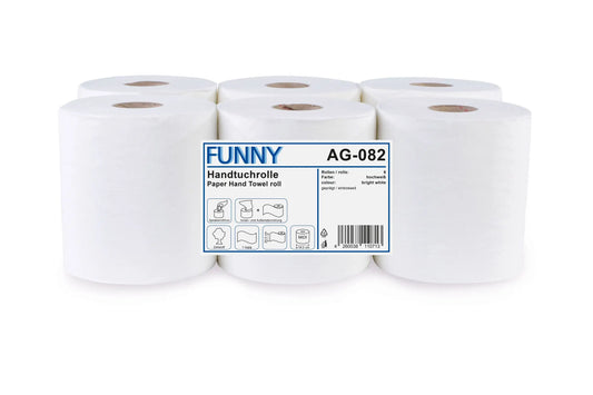 Funny Handtuchrolle MIDI 20 cm, 1-lagig, Zellstoff hochweiß, Ø 19 cm, 6 Rollen